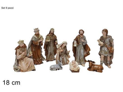 310473 PRESEPIO RESINA 9PÇS 18CM DEC OURO