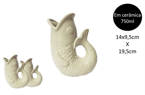 25242 JARRA PEIXE CERAMICA M TAUPE