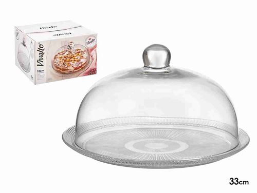 12263 PRATO BOLO COM TAMPA VIDRO 33CM