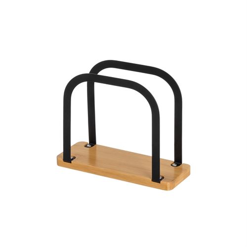 806954 PORTA GUARDANAPOS METAL BAMBU PRETO 15X6X13