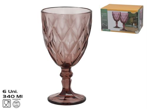 604787 COPO VIDRO LIZ 340ML ROSA PK6