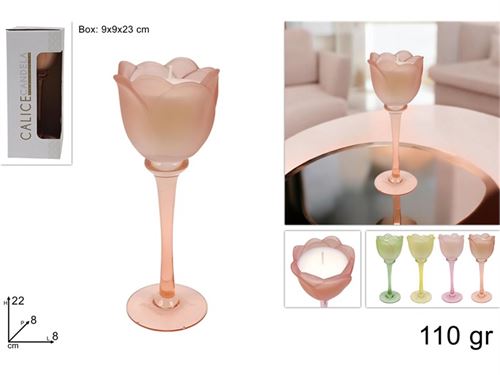 434254 CALICE TULIPA VIDRO PORTA VELA 22CM 110GR