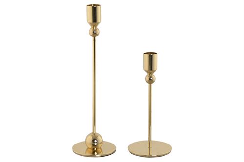 CASTIÇAL SET 2 METAL 8X8X25,5 BRILHANTE DOURADO