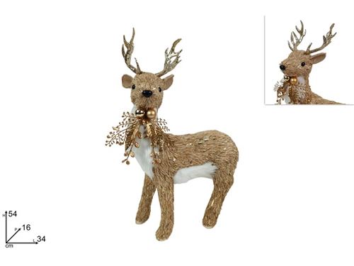 363844 RENA NATAL PELUCIA DEC.OURO 54CM