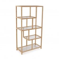 21810135 ESTANTE 5 PRATELEIRAS BAMBU E VIDRO 77X33X145CM