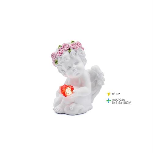 AR-78076 ANJO RESINA C/LUZ 6X6,5X10CM