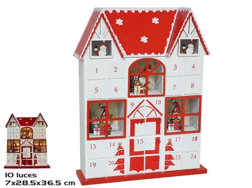 613024 CALENDARIO ADVENTO COM 10 LUZES 28,5X7X36,5CM