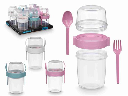 94910 CAIXA PLASTICO PARA IOGURTE TALHERES 1100ML