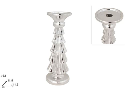 341224 PORTA VELAS CERAMICA ARVORE 32CM PRATA