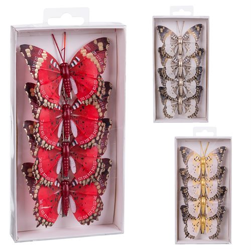 BORBOLETA COM CLIP PLUMAS 3/M 8 X 0,80 X 6 CM SET4