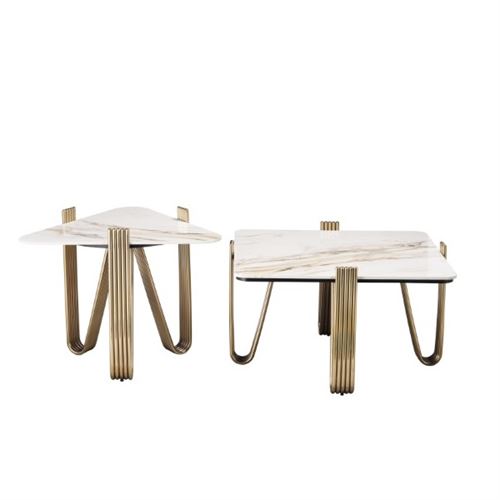 131734224 MESA CENTRO INOX DOURADA SET2 80x42cm / 60x48cm