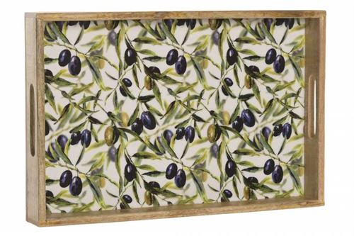 PC-227907 BANDEJA MANGA 43,5X27X4,5 OLIVEIRA LACADO VERDE