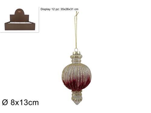 257440 BOLA VIDRO 8CM  FLOCADA VERMELHO