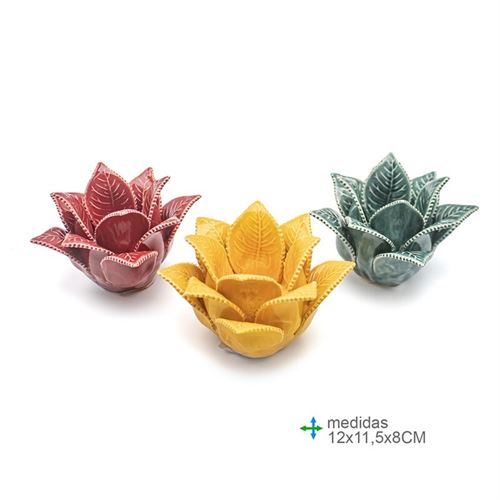 PV-79305 PORTA VELAS CERAMICA 12x11,5x8cm