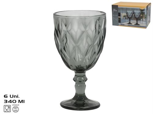 604770 COPO VIDRO LIZ PK6 340ML CINZA