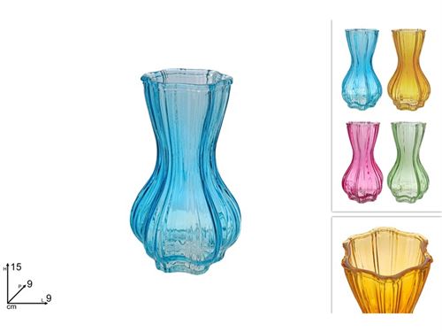 672082 JARRA VIDRO CORES 15CM