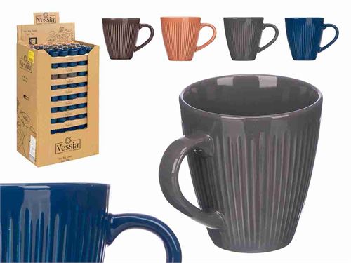 78895 CANECA CERAMICA RISCAS 9CM CORES ESCURAS