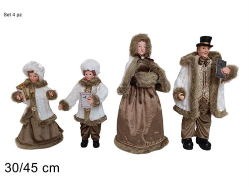 384894 FAMILIA NATAL SET4 BRANCO/CAST 30/45CM