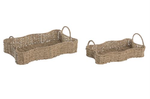 BD-226260 BANDEJA SET 2 SEAGRASS METAL 40X26X14 NATURAL