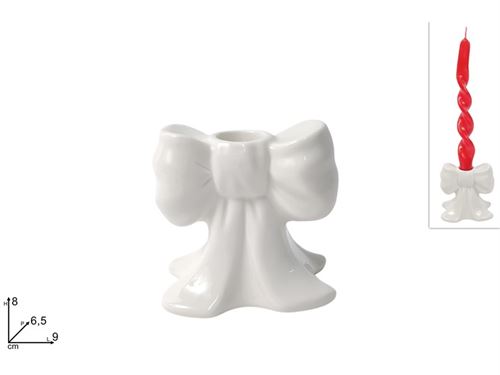 363646 PORTA VELAS LAÇO CERAMICA 8CM BRANCO