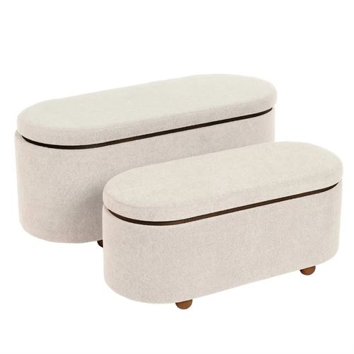 PUFF SET2 MDF-TELA NATURAL 110X45X48 CM