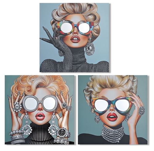 CU-226521 QUADRO TECIDO TELA ESPELHO 80X3X80CM