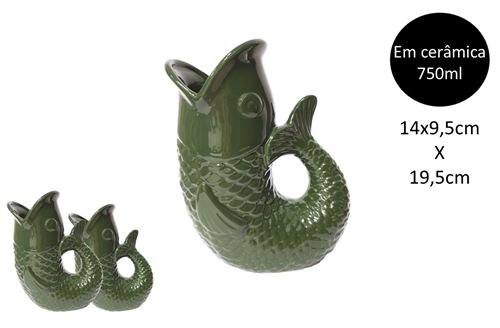 25238 JARRA PEIXE CERAMICA M VERDE