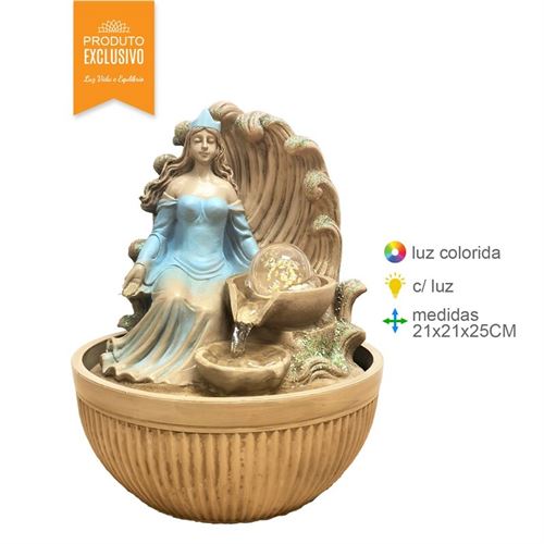 FR-79235 FONTE AGUA RESINA IEMANJA 21X21X25CM