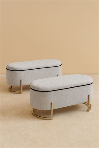 135934768 BANQUETA CINZA PES METAL CJ.2 120X48X49CM-100X37X42CM