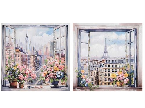 529899 QUADRO CANVAS 80% PINTADO A MANO FLURI 80X80CM 2 SURT.