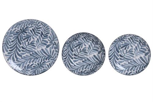 PC-228257 SERVIÇO 18PÇS PORCELANA FOLHAS AZUL
