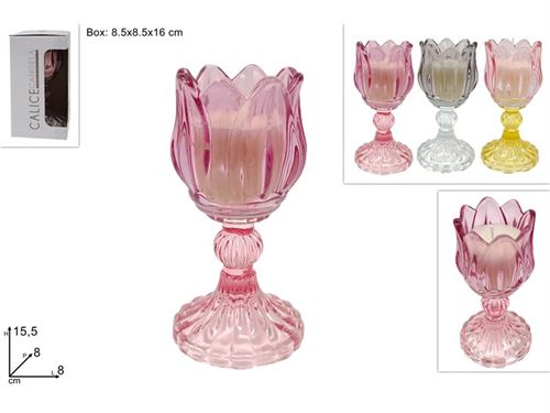 691861 CALICE TULIPA VIDRO 15CM COM VELA