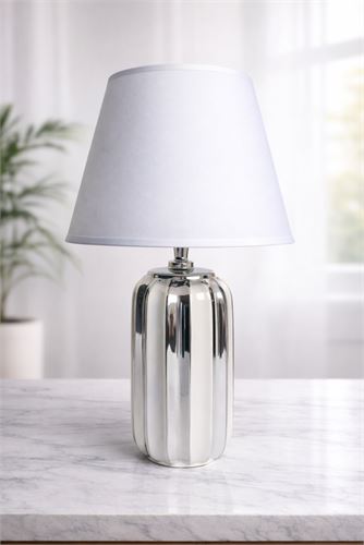 136235294 CANDEEIRO BRANCO/PRATA CERAMICA 41CM