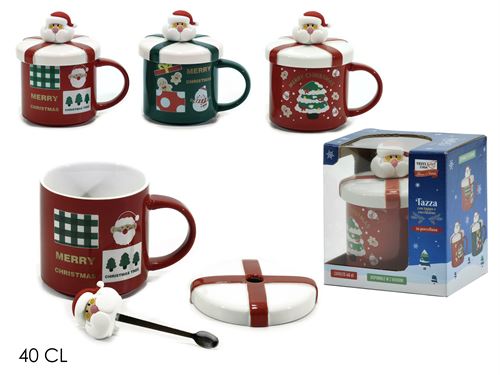 CANECA NATAL CERAMICA C/TAMPA 40CL 3 SORT