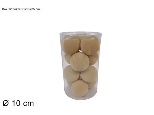 478340 BOLA VELUDO CREME 10CM 12PÇS