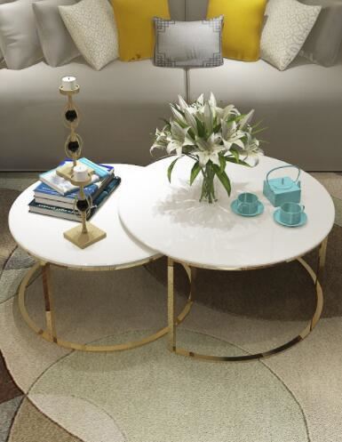 131734228 MESA CENTRO INOX DOURADA  80X48 / 60X42CM