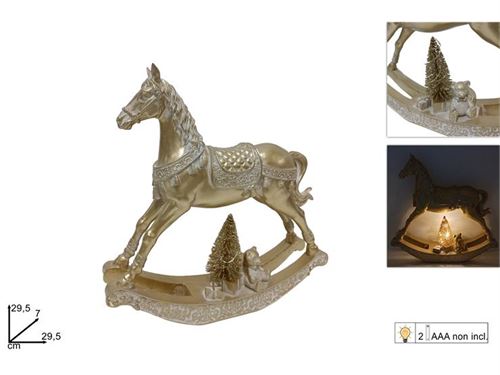 177861 CAVALO DE BALOIÇO RESINA COM LUZ