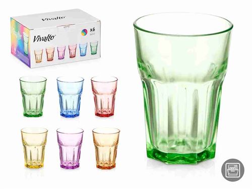 76757 COPO VIDRO CORES 360ML X6