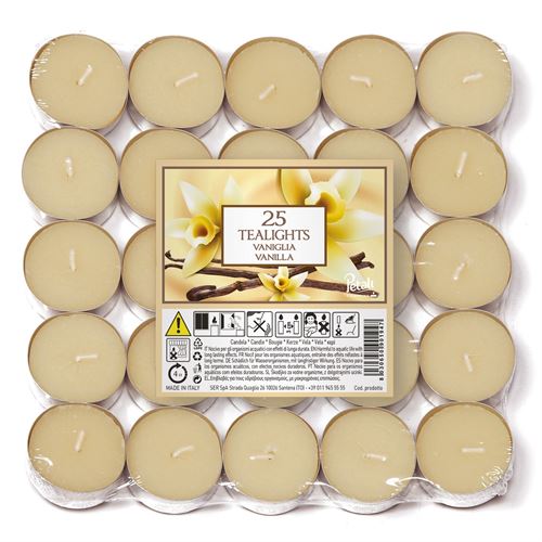 149181 VELA T-LIGHT PK25 BAUNILHA 4H