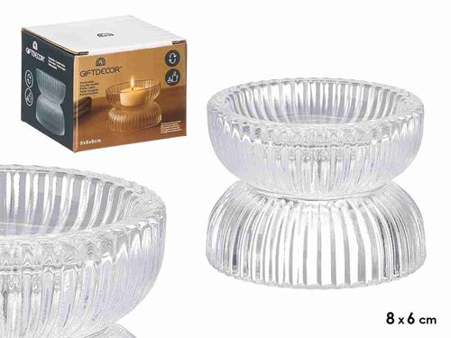 12610 PORTA VELAS VIDRO 8X8X6CM
