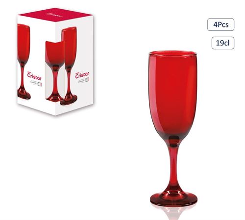 COPO FLUTE 19CL PK4 VERMELHO