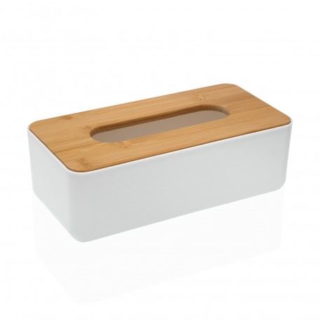 CAIXA DE TECIDO BRANCO C/TEMP BAMBU 26X13X8,6CM