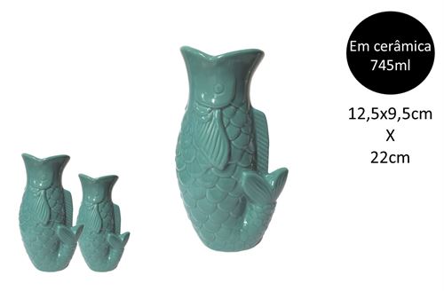 25248 JARRA CERAMICA PEIXE M TURQUESA