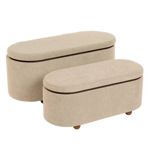 PUFF SET2 MDF-TELA BEIGE 110X45X48 CM