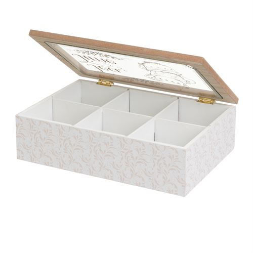 CAIXA 6 COMPARTIMENTOS MDF-CRISTAL 24X16X7CM