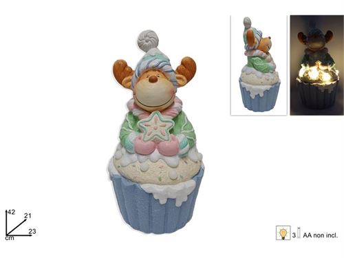 BONECO NATAL CUPCAKE 42CM RENA LUZ