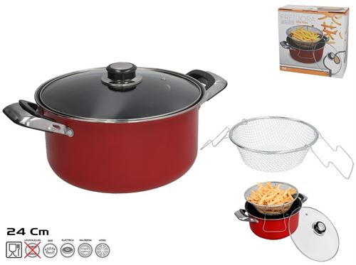 534626 FRITADEIRA C/TAMPA 24CM VERMELHA
