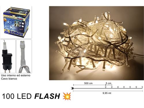 315737 MINILUZES 100LED FLASH BRANCO QUENTE
