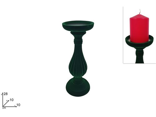 451596 CASTIÇAL VELUDO VERDE 28CM