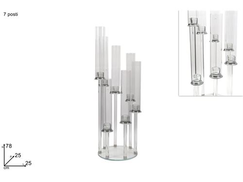 435442 CASTIÇAL VIDRO 7 BRAÇOS 78CM